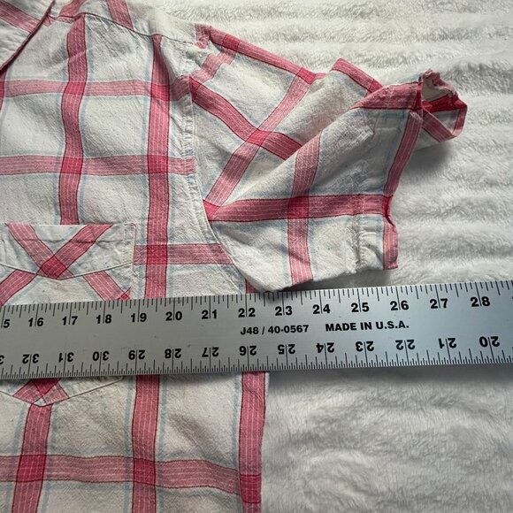 Levi's Mens White Plaid Short-Sleeve Button-Down Shirt XL Cotton Blend Casual - Picture 6 of 7